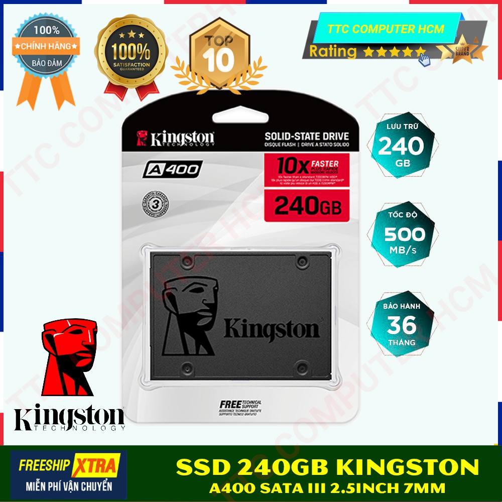 Ổ cứng SSD Kingston NOW A400 240GB 2.5'' SATA III (SA400S37/120G) - HÀNG PHÂN PHỐI CHÍNH THỨC BỞI Vĩnh Xuân SPC BH 36T