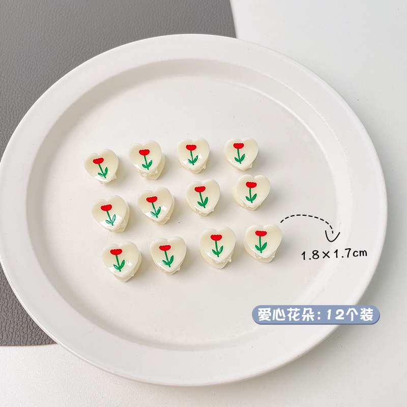 Bộ 12 Kẹp Tóc Hình Hoa Thiết Kế Đơn Giản Thời Trang Hàn Quốc