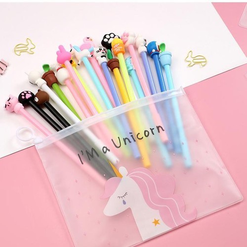 Set 20 chiếc Bút bi nước hình ngộ nghĩnh nhiều mẫu mới đẹp kèm túi zip