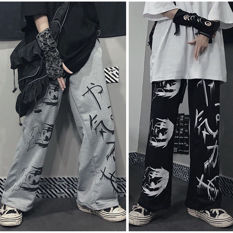 SIÊU CHẤT 🌸 Quần nỉ unisex nam nữ form rộng in hoạ tiết hoạt hình, mặt cười thời trang