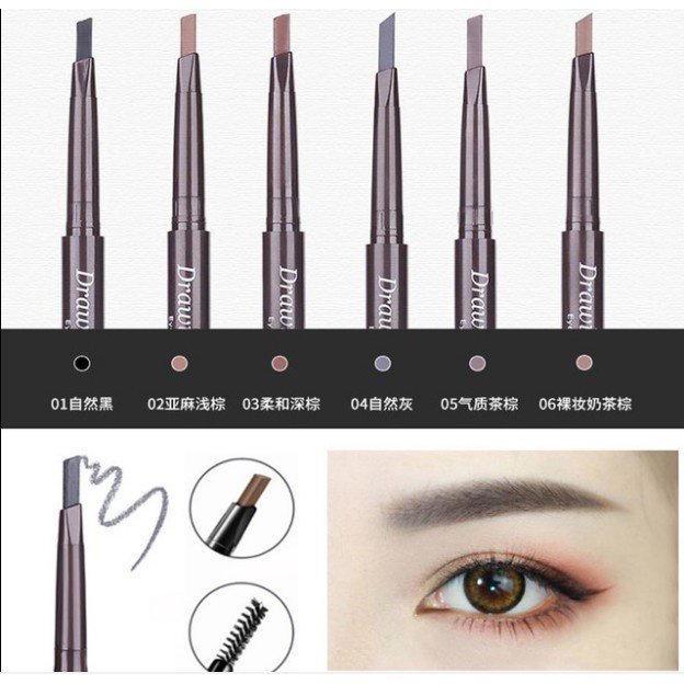 Bút kẻ lông mày hai đầu xoay tự động chống thấm nước và mồ hôi trang điểm tự nhiên lâu trôi | BigBuy360 - bigbuy360.vn