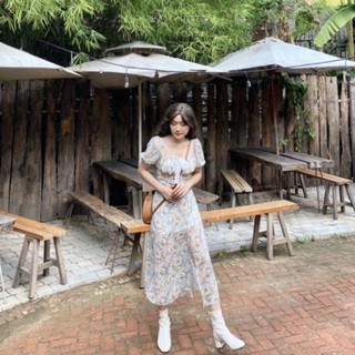 Đầm tơ hoa dài dáng xoè- AUDREY STUDIO Xịn 👈