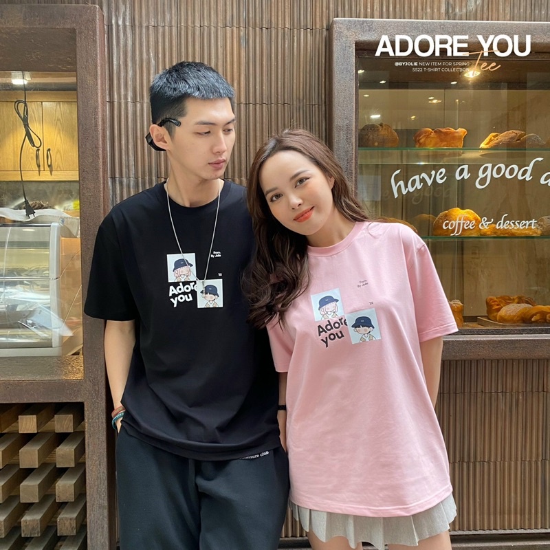 Áo phông Adore U chất cotton mềm mịn form unisex suông rộng