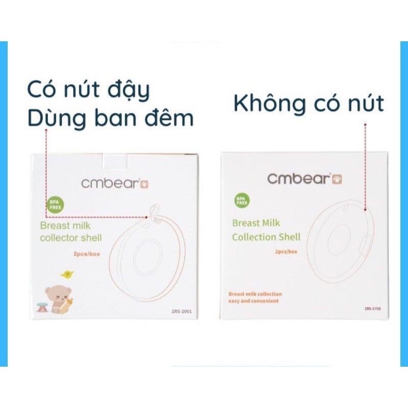 Phễu hứng chống tràn sữa CMBEAR cho các bà mẹ bỉm sữa - Thiết kế rãnh ngược tiện lợi ( hộp 2 chiếc)