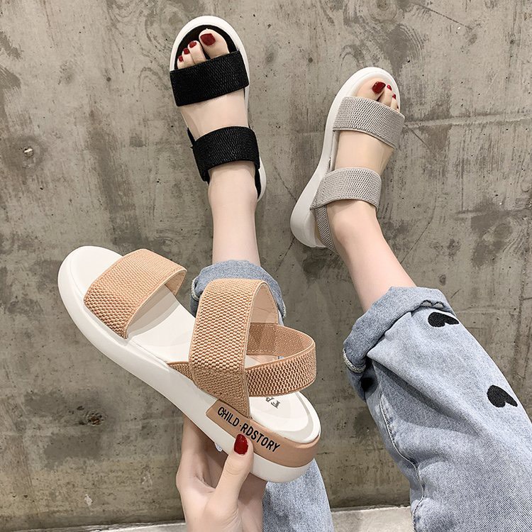 Sandal nữ quai chun ngang chun sau ôm chân đế êm