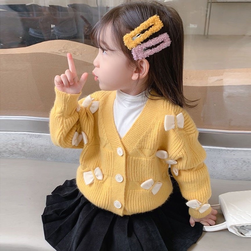 Áo khoác len cardigan cho bé gái, chất liệu đanh mịn đẹp