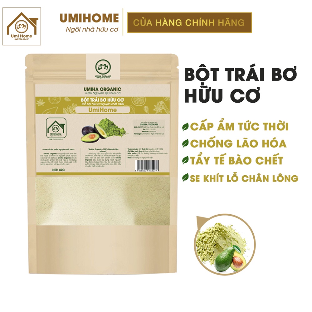 Bột Bơ đắp mặt hữu cơ UMIHOME nguyên chất | Avocado powder 100% Organic 40G