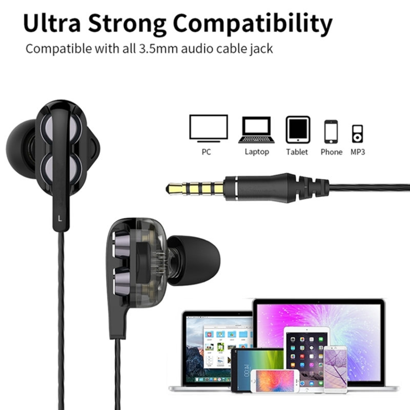 Tai Nghe Dây Stereo 4D KEBIDUMEI Cao Cấp Với Âm Bass Chắc Chắn Với Chuôi Cắm 3.5mm Kèm Micro