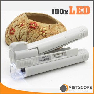 Kính hiển vi 100x bỏ túi có LED kiêm đèn pin cầm tay phóng đại cao