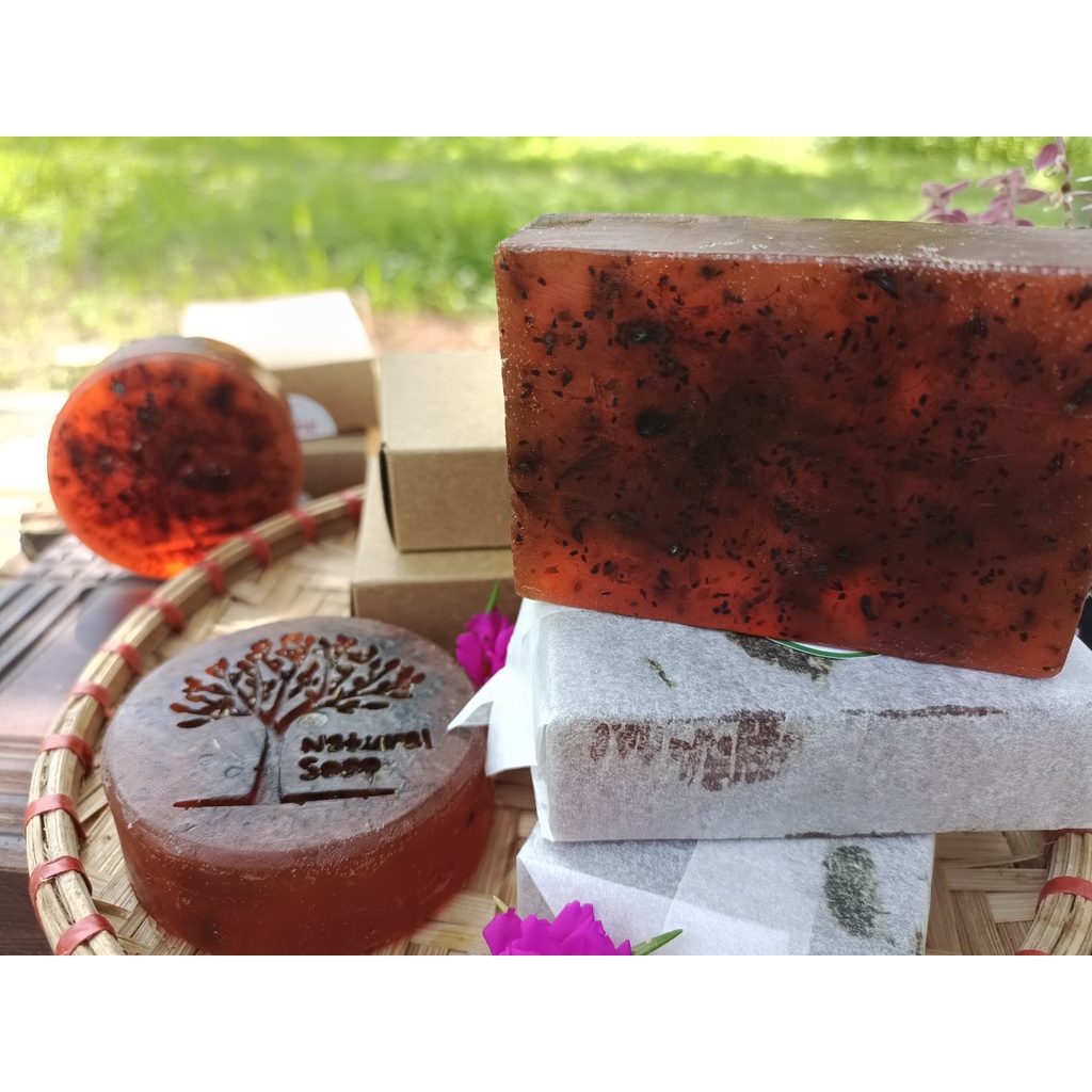 Xà bông tự nhiên Hanmade giảm mụn lưng tinh chất khổ qua,nghệ tây, hoa hồng hạn sử dụng 12 tháng