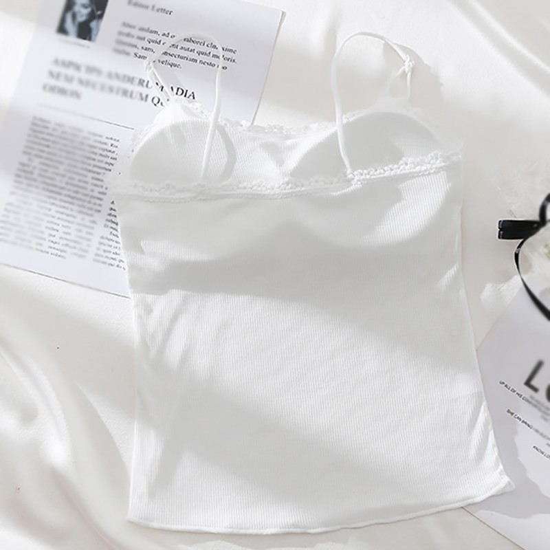 Áo tank top có mút đệm ngực phối ren quyến rũ cho nữ