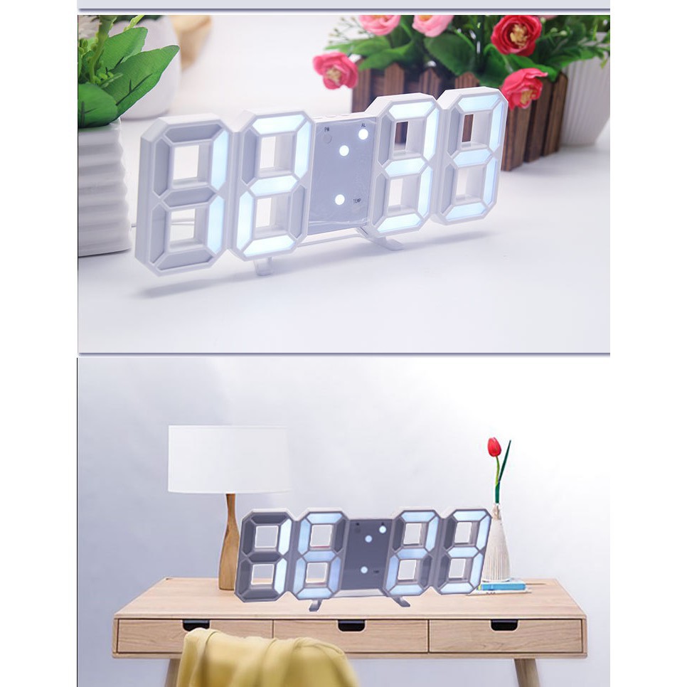 Đồng Hồ LED 3D Treo Tường - Đồng Hồ Led Để Bàn Cao Cấp Trang Trí Decor Vintage Căn Phòng
