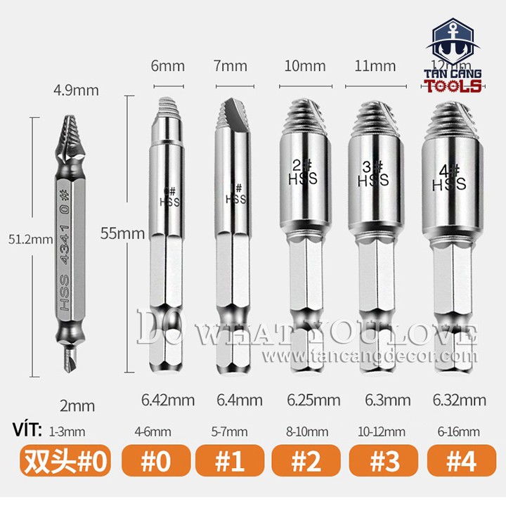 Bộ Mở Toét Đầu Vít Komax Chuôi Lục 0203