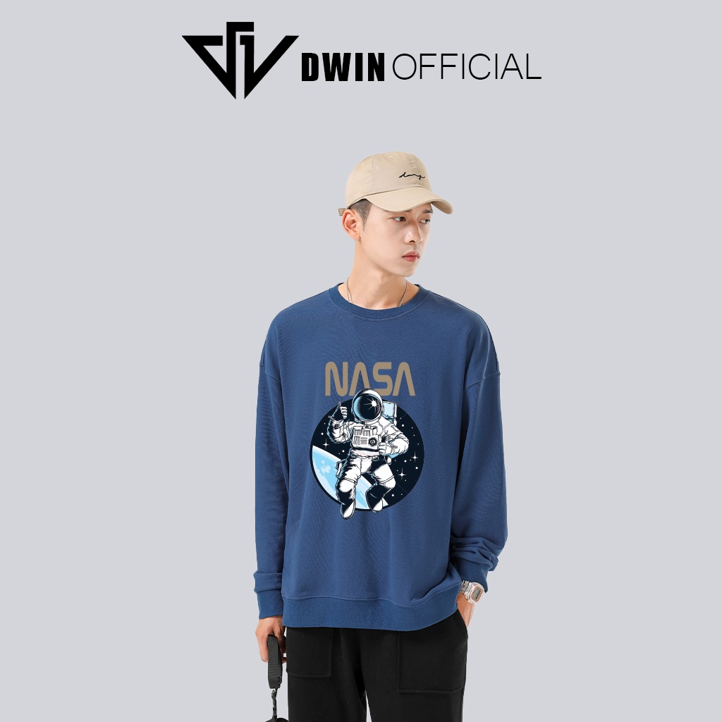 Áo sweater nỉ Nasa unisex DWIN basic nam nữ form rộng oversize local brand SP00094