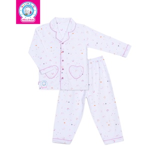 Bộ pyjamas bông dài bé gái 0263- HELLO BB