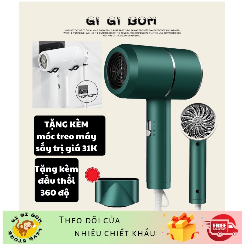 GiGiBomstore Máy sấy tóc mini Máy sấy tóc - TẶNG KÈM Giá treo Máy sấy TRỊ GIÁ 31K - Máy thế hệ mới 2022 Có 3 Cấp độ gió