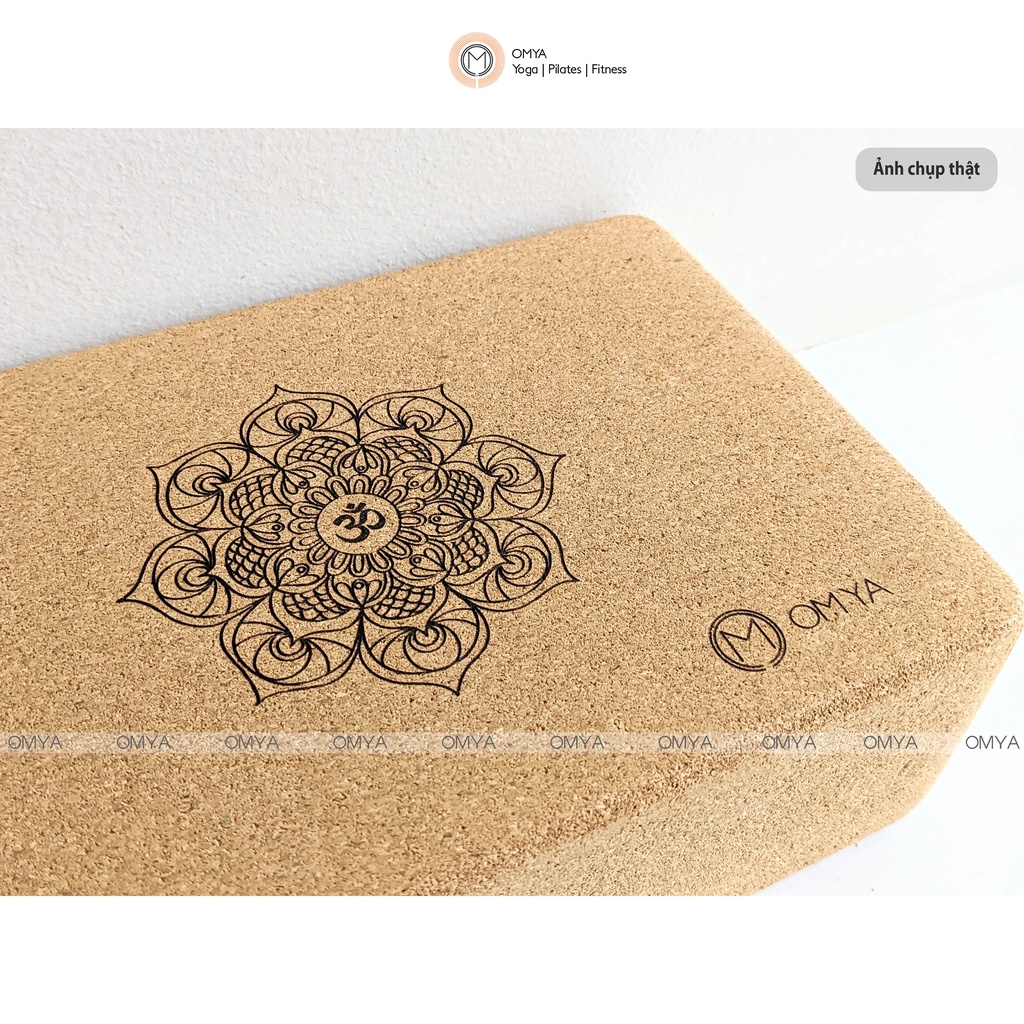 Gạch Tập Yoga Gỗ Bần Tự Nhiên Cork In Hoa Mandala, block gỗ sồi