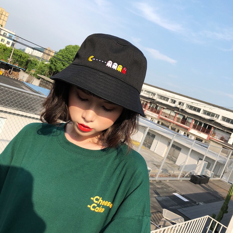 Mũ bucket pacman đen trắng