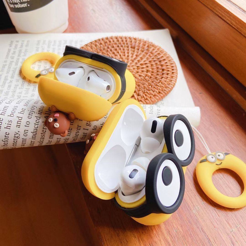 Vỏ Bảo Vệ Hộp Sạc Tai Nghe AirPods 1/2/Pro/3 Bằng Silicon Mềm Họa Tiết Hoạt Hình Có Móc Khóa Chống Sốc