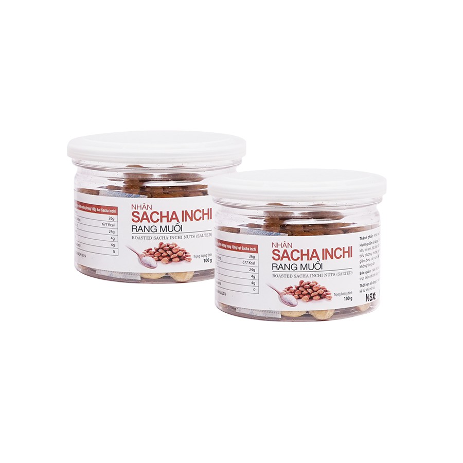 BazanNuts-Combo 5 hũ nhân hạt Sacha Inchi rang sấy (200gr) tặng 3 hũ nhân hạt rang muối (100gr)