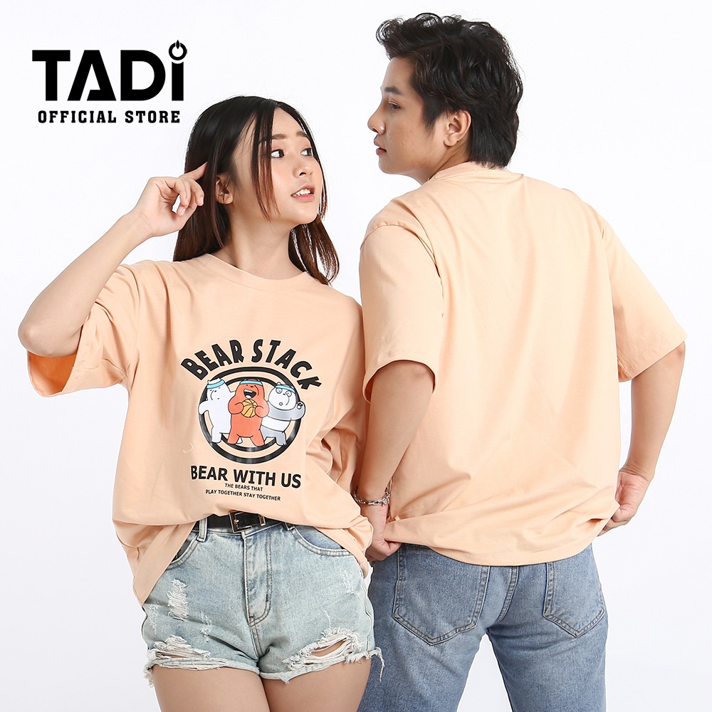 Áo Thun Tay Lỡ TADI Unisex Form Rộng Cổ Tròn Cho Nam Nữ In Hình BEARSTACK Đẹp - T16