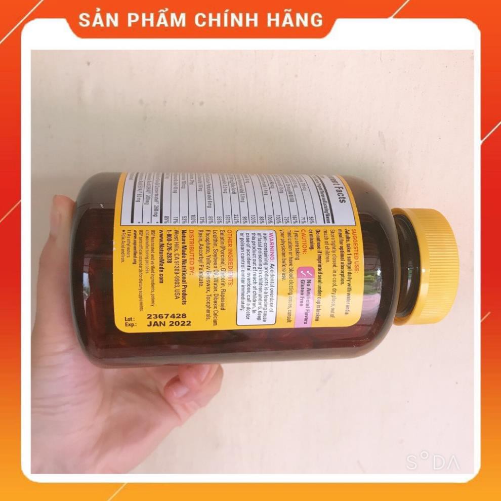 {Date 01/2023} Viên uống bổ bà bầu Nature Made Prenatal Multi DHA - Vitamin Bầu Mỹ bổ sung vitamin & khoáng chất lọ 150v