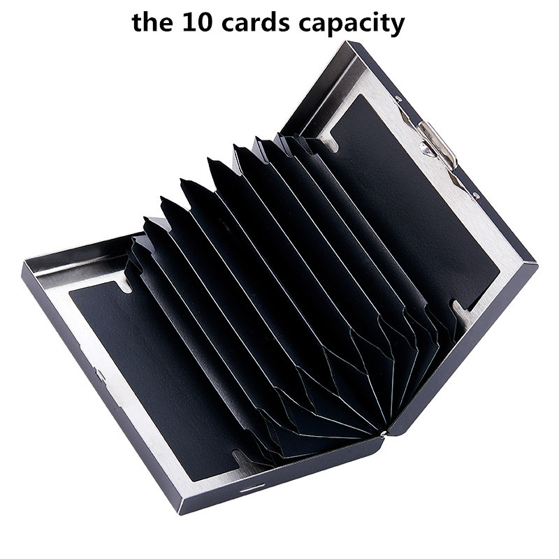 Hộp Đựng Thẻ ID/Thẻ Tín Dụng/Danh Thiếp Bằng Thép Không Gỉ 10 Ngăn Hàng Mới Nâng Cấp Làm Quà Tặng