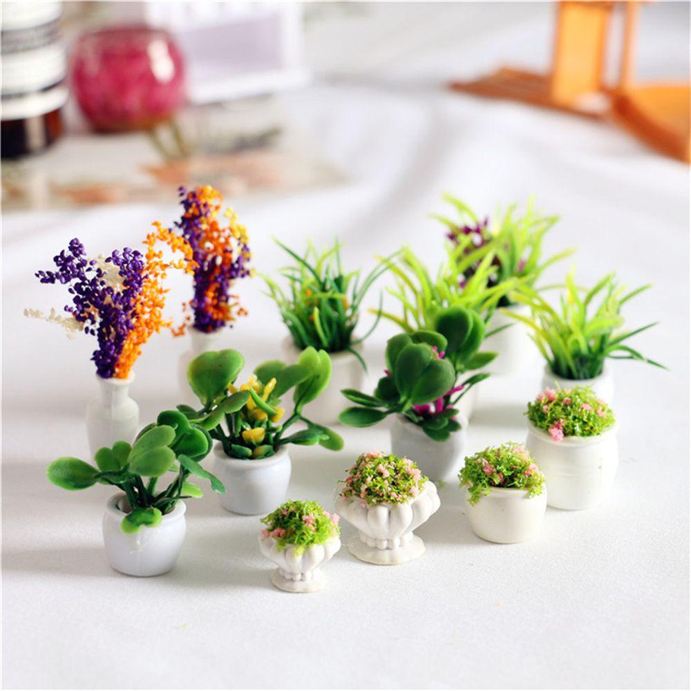 ZAIJIE Cute Green Plant Outdoor Ornaments Mini Model Dollhouse Decoration Children's gifts Flower Pots Potted Landscape Furniture Accessories Bonsai