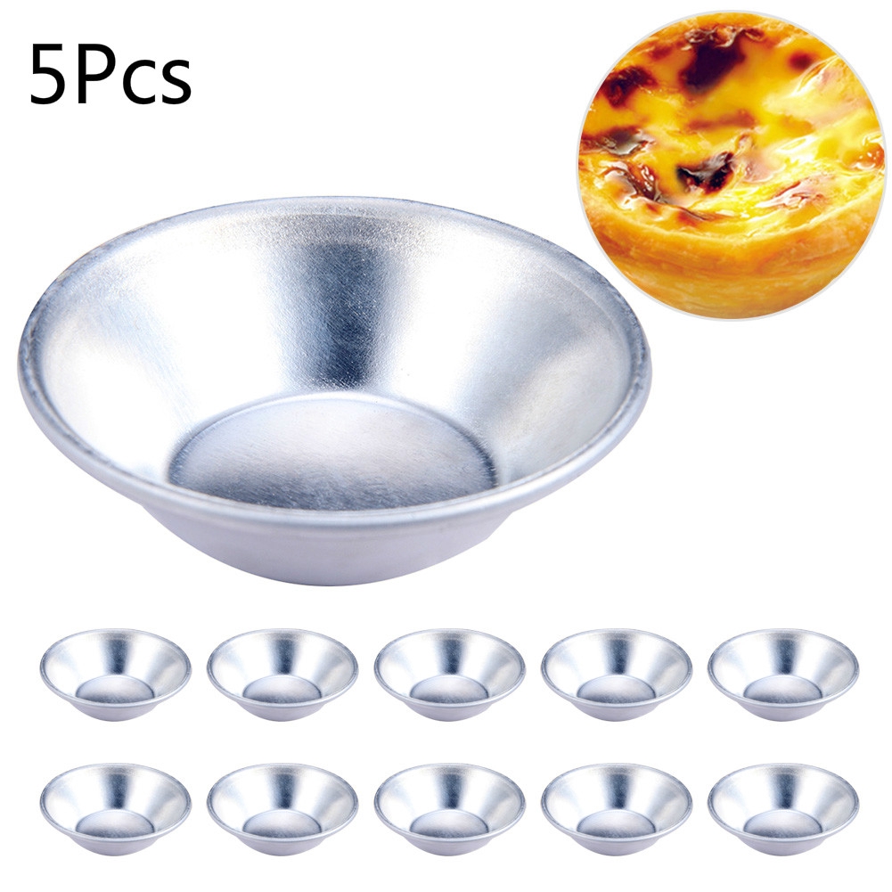 Set 5 Khuôn Nhôm Làm Bánh Tart Trứng Mini Cách Nhiệt Chống Dính Tiện Dụng