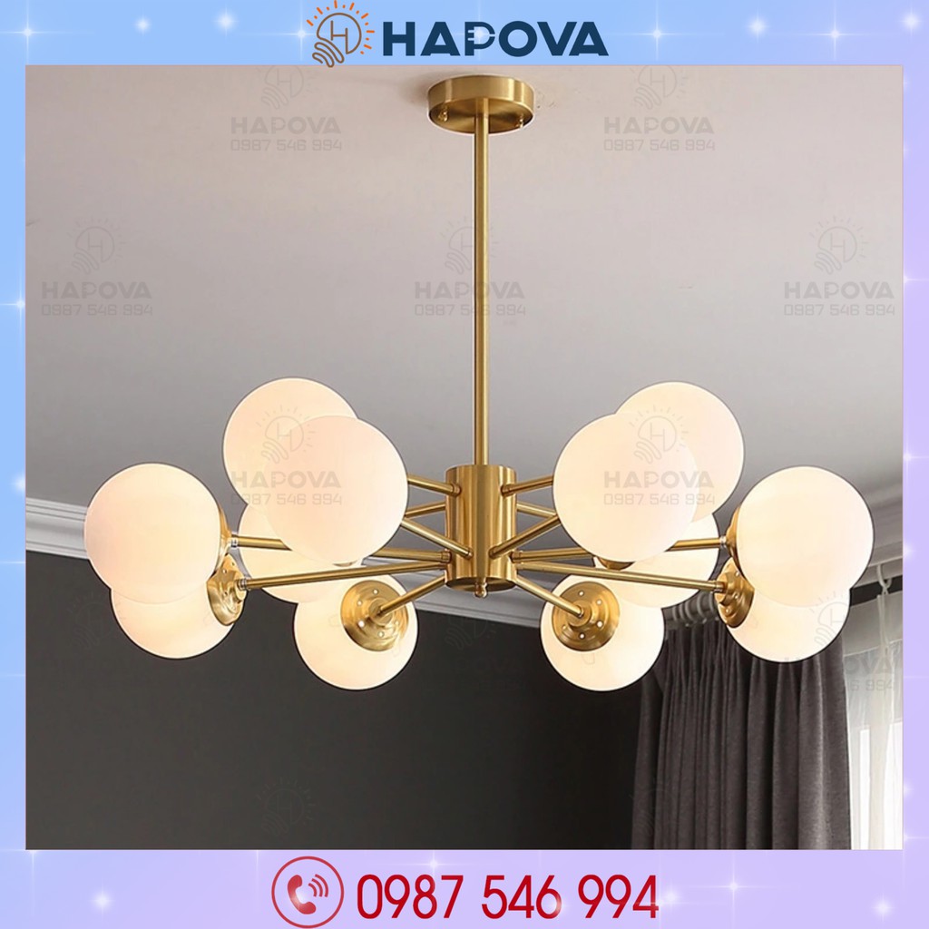 Đèn trần phòng khách, đèn chùm trang trí hiện đại 12 tay HAPOVA DCH 8743