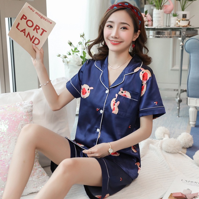 Bộ Đồ Ngủ Pyjama Cộc Tay Phối Họa Tiết - Hàng Quảng Châu Cao Cấp (BN4)