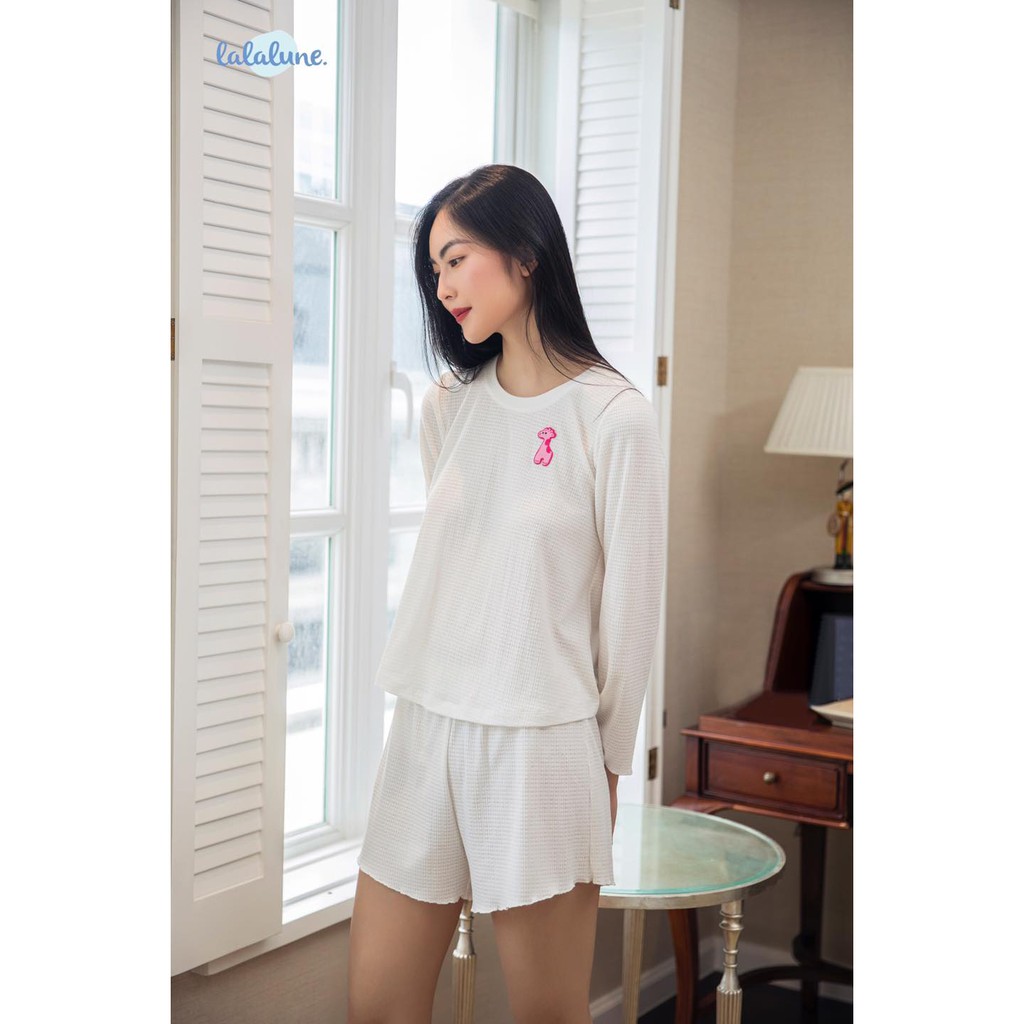 Pyjama thun cotton màu trắng hươu cao cổ lalalune cho mẹ và bé