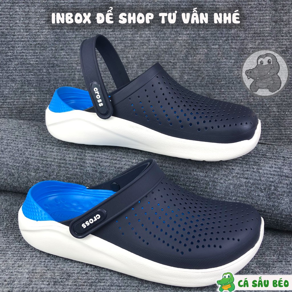 Dép Cross Literide Nam Nữ màu XANH NAVY- đế XANH DƯƠNG, Hàng loại 1 full box, full tag | BigBuy360 - bigbuy360.vn