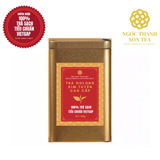 Trà Oolong (Ô long) Kim Tuyên hộp thiếc cao cấp Ngọc Thanh Sơn 100g - Trà Sạch tiêu chuẩn VietGAP