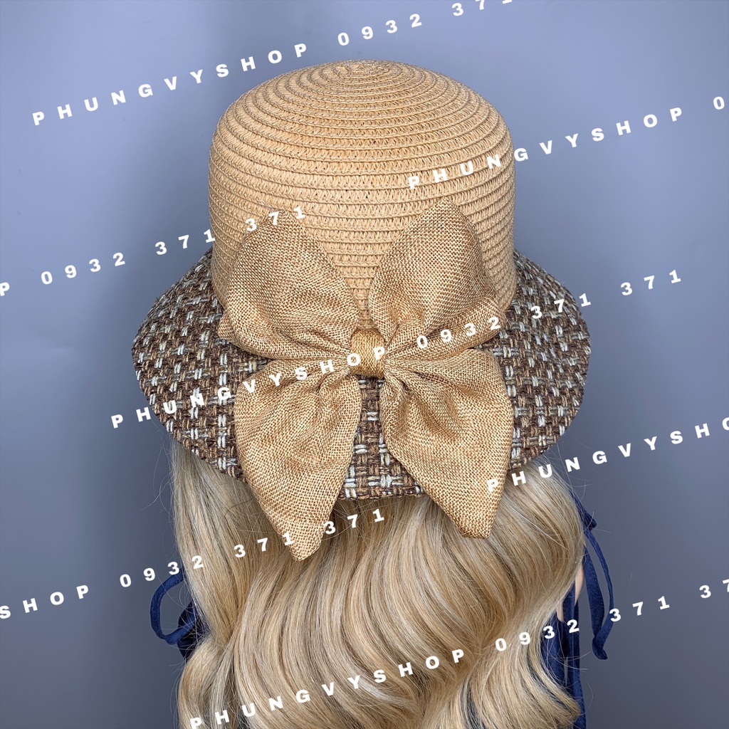 (NT)- Mũ cói VÀNH NHỎ LEN ĐAN- nón đi biển che nắng