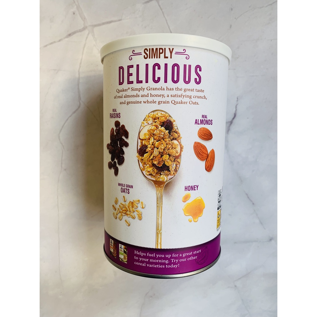 NGŨ CỐC GRANOLA ÔNG GIÀ QUAKER SIMPLY GRANOLA 453GR - Ngũ cốc ăn kiêng Mỹ, ăn liền thơm ngon, mix 4 loại hạt và mật ong