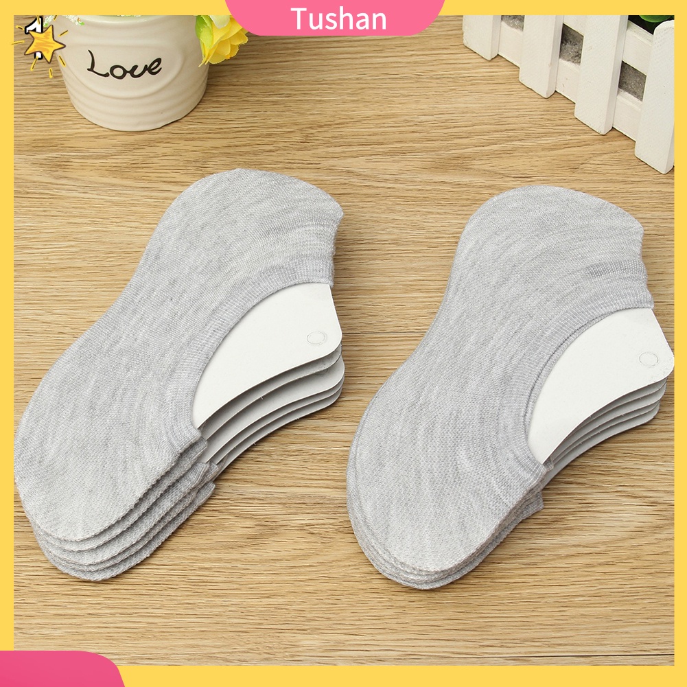 Set 10 đôi tất chống trượt vô hình cổ thấp bằng cotton cho nam