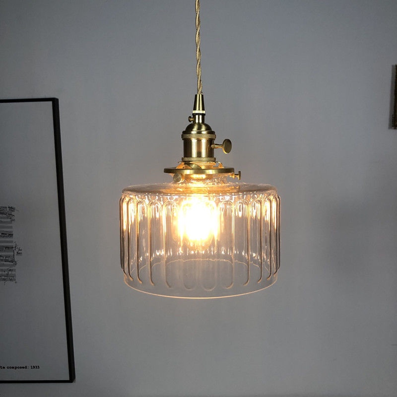 Đèn Treo Trần Nhà Bằng Đồng Thau Phong Cách Vintage Nhật Bản Kính