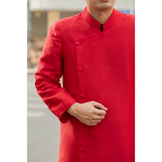 Áo dài nam tafta trơn đỏ