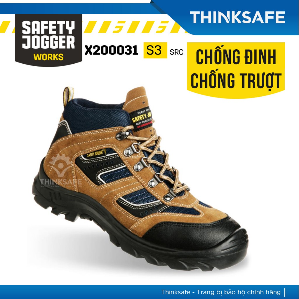 Giày bảo hộ Jogger Thinksafe da bò lộn bền bỉ, thoáng khí, chống nước, chống đinh, trơn trượt, cách điện - X2000 S3