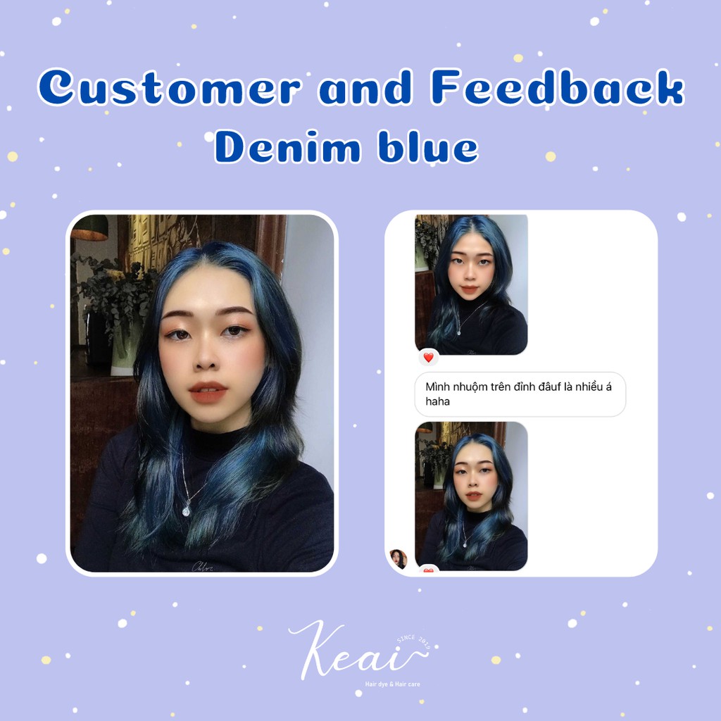 Thuốc nhuộm tóc tại nhà Xanh Dương - Denim Blue - kèm oxi - cần sử dụng tẩy - Keaihairdye