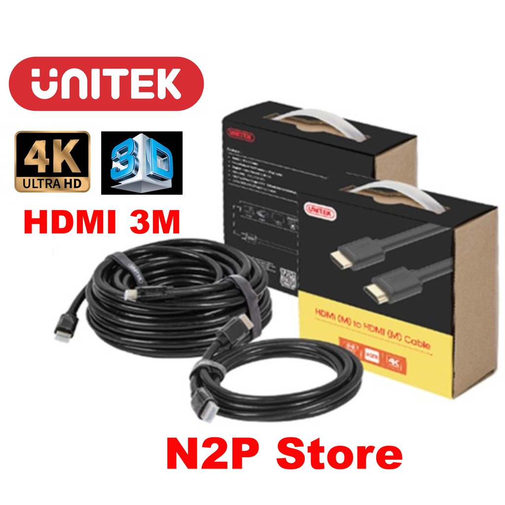 Dây cáp HDMI 3M UNITEK Ultra HD 4K &amp; 3D Y-C 139M (Hãng phân phối chính thức)