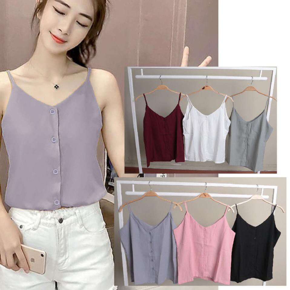 Hàng có sẵn..... Áo Tank Top cao cấp phối nút cơ bản Hàn Quốc VNY