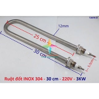 Sợi đốt điện trở nhiệt INOX 304 cho nồi phở 220V-3000W-30cm chân thẳng