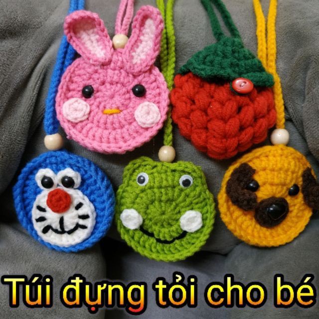 Túi đựng tỏi, túi đeo tránh vía, túi len đựng tỏi handmade cho bé ( Giao hình ngẫu nhiên )