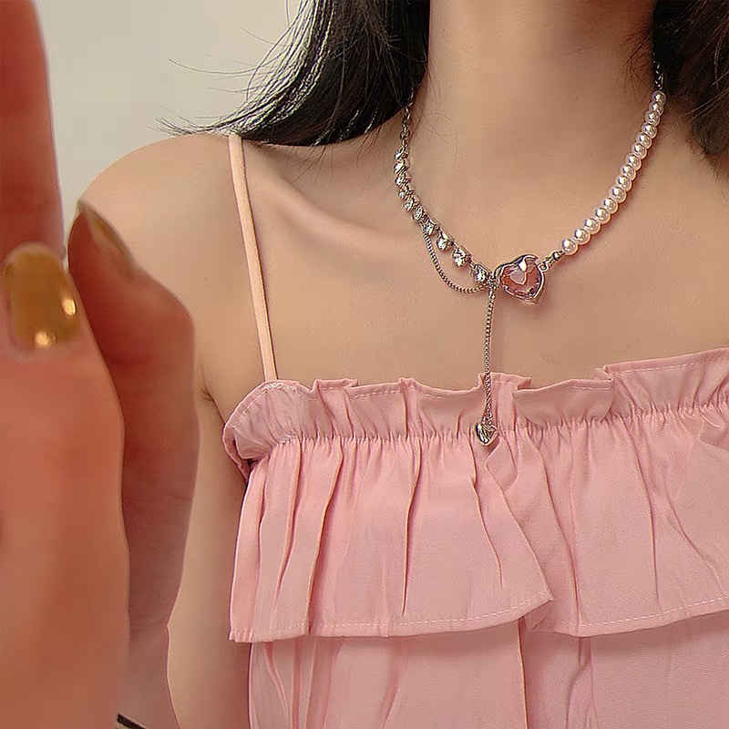 Vòng cổ Đính Đá Và Ngọc Trai Thời Trang Dành Cho Nữ