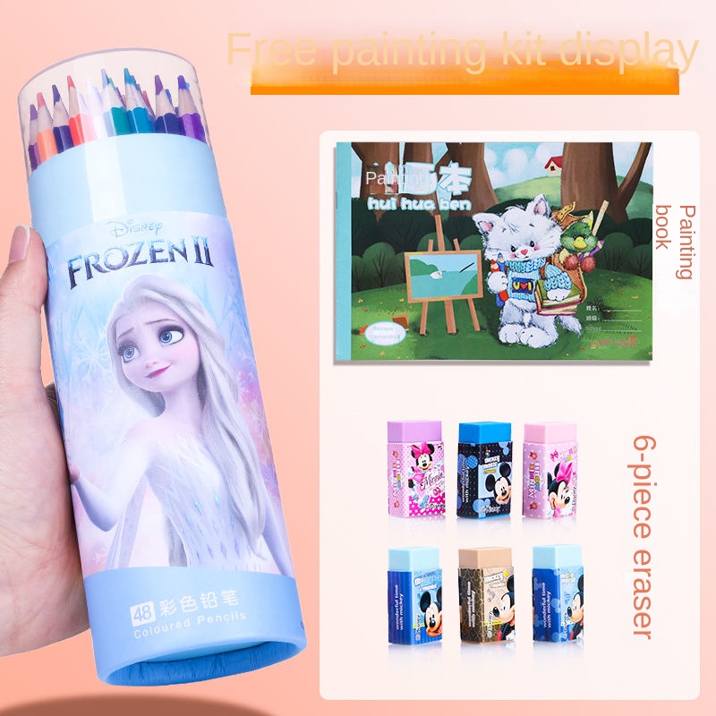 Set 12 / 24 / 36 / 48 Bút Chì Màu Họa Tiết Disney Nhiều Màu Sắc Cho Học Sinh Tiểu Học