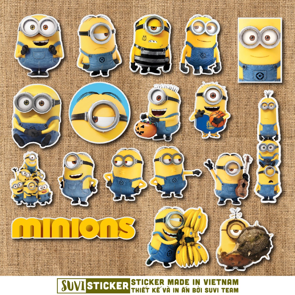 Sticker Minion chống nước sticker dán laptop, điện thoại, đàn guitar, mũ bảo hiểm, vali. MSP:SV146
