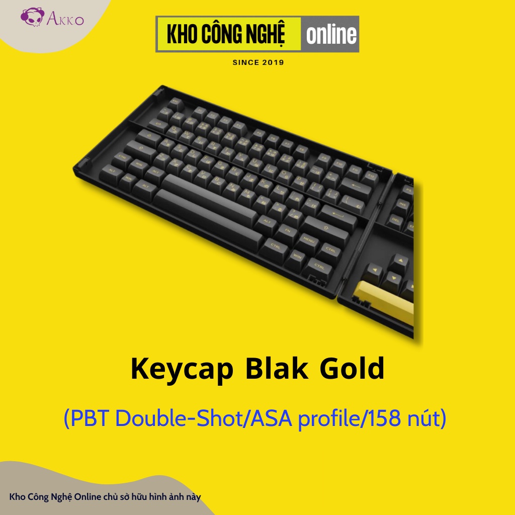 AKKO Keycap set – Black Gold (PBT Double-Shot/ASA profile/158 nút)