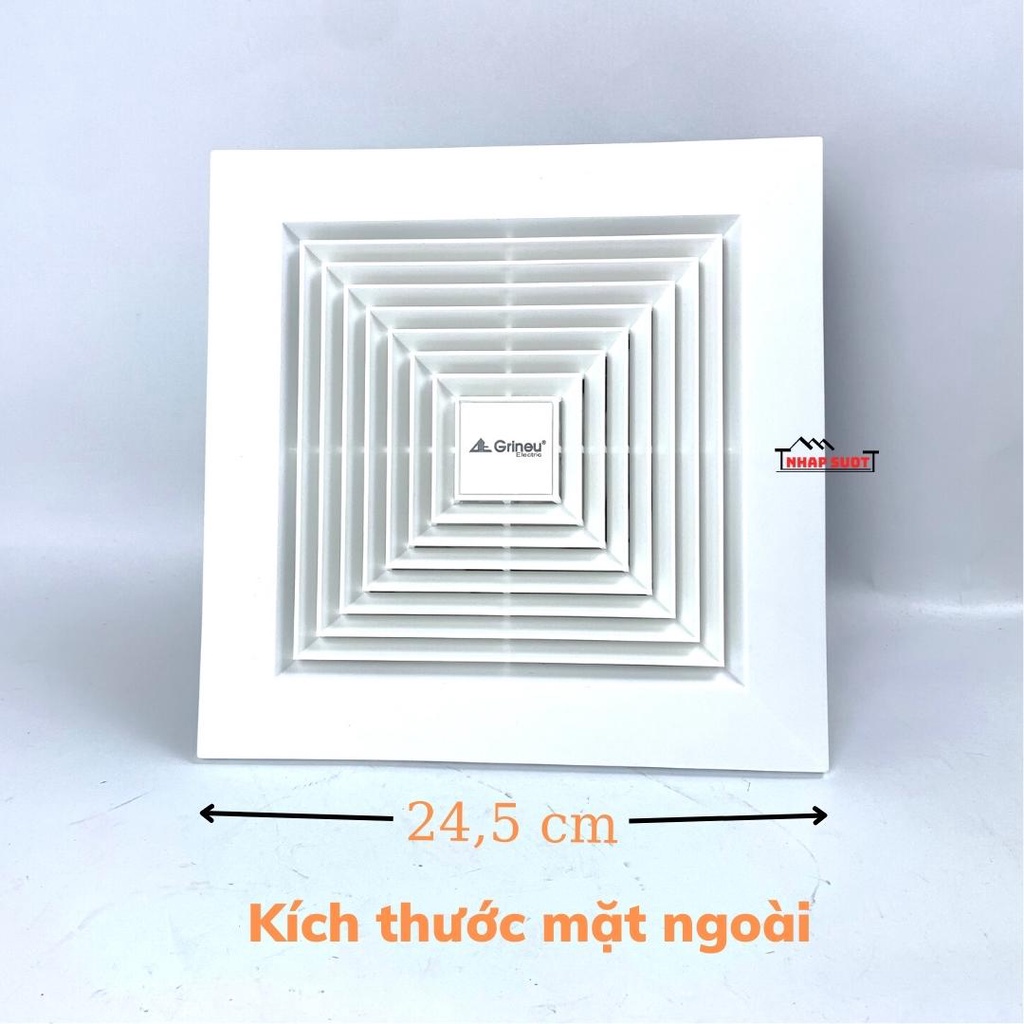 Quạt thông gió hút trần thẳng GRINEU lỗ chờ 20x20 cm GET 15-A1